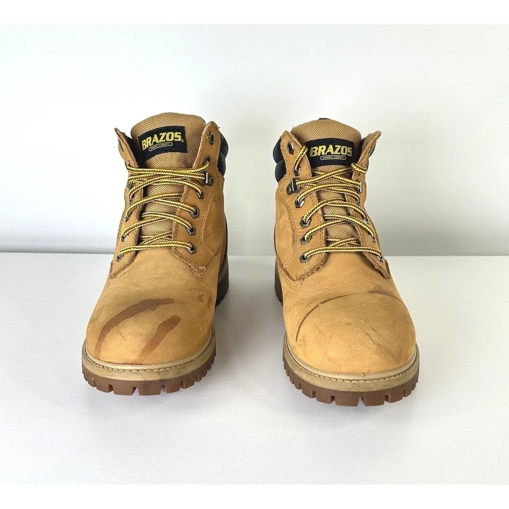 Brazos Work Force Steel‎ Toe Nubuck Leather Lace Up Waterproof Boots Men's 8.5D